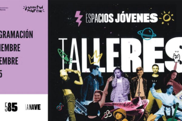 Cartel de la Concejalía de Talento Joven de Murcia anunciando los talleres socioculturales con el curso controversial de Baile Moderno Viral TikTok.