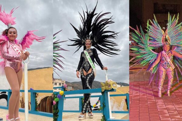 Fotomontaje de las Musas del Carnaval de Los Ramos 2025: Nerea (juvenil), Ariadna (infantil) y Beatriz (adulta). Rostros de la tradición carnavalera que ceden su corona.