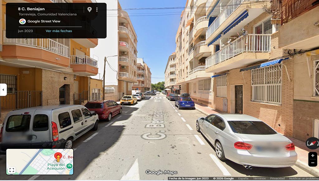 Calle Beniaján en el barrio de San Roque, Torrevieja, Alicante, homenaje a la pedanía murciana de Beniaján