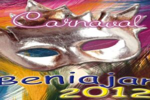 Cartel del Carnaval de Beniaján 2012, conmemorando el 25.º aniversario y las bodas de plata del carnaval local.