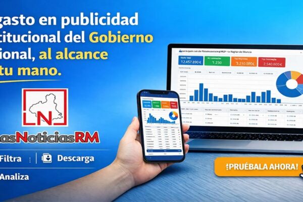 Banner de LasNoticiasRM sobre la herramienta interactiva que permite consultar el gasto en publicidad institucional del Gobierno de Murcia