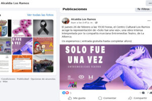 Captura de pantalla de la publicación de la Alcaldía de Los Ramos en Facebook usando contenido de Beniaján al Día sin atribución
