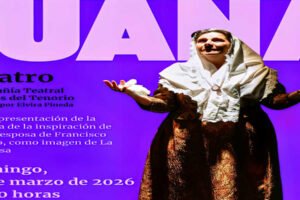 Cartel anunciador de la obra Juana esposa de Francisco Salzillo en el Centro Cultural de Beniaján. Domingo 15 de marzo a las 18:30 horas. Entrada libre con reserva. Compañía Teatral Amigos del Tenorio dirigida por Elvira Pineda
