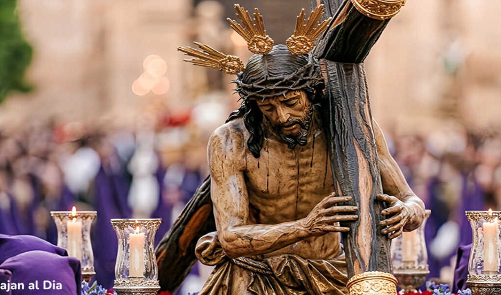 Semana Santa San José de la Vega 2026, imagen de Jesucristo con la cruz en procesión