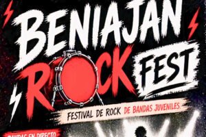 Cartel oficial del Beniaján Rock Fest 2026 en Beniaján (Murcia). Primera edición el 12 de junio a las 18:00 h en el Centro Cultural de Beniaján.