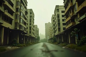 Avenida urbana vacía en Murcia como representación del modelo de ciudad y la habitabilidad cuestionada en el debate político