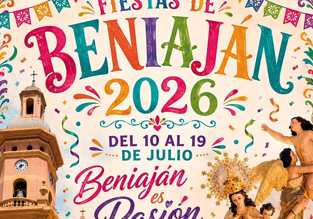 Cartel del programa de las Fiestas del Carmen de Beniaján 2026.