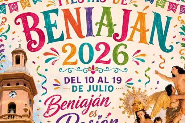 Cartel del programa de las Fiestas del Carmen de Beniaján 2026.