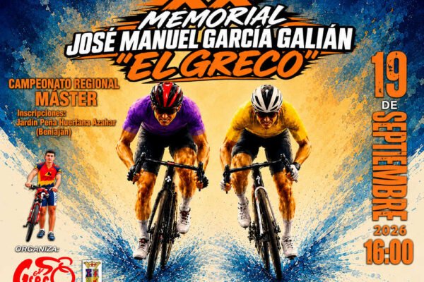 Cartel del XX Memorial Ciclista «El Greco» en Beniaján, Campeonato Regional Máster