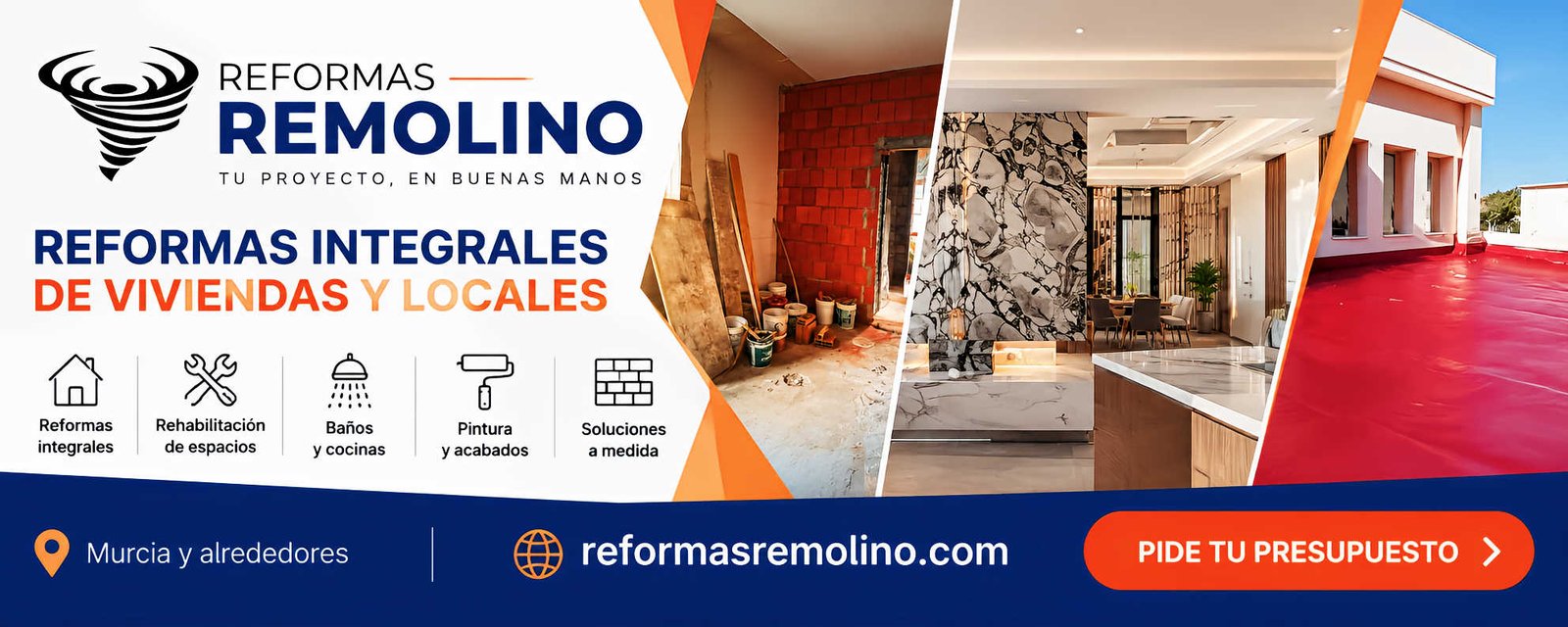 Reformas Remolino, reformas integrales de viviendas y locales en Murcia