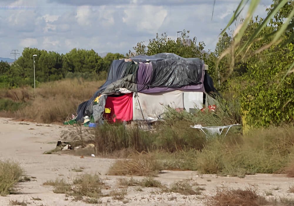 Chabola en el Rincón de Villanueva, en Beniaján, Murcia