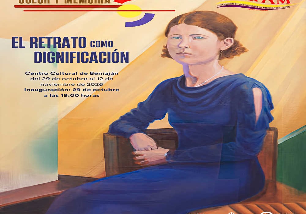 Cartel de la exposición Color y Memoria, el retrato como dignificación en el Centro Cultural de Beniaján, Murcia