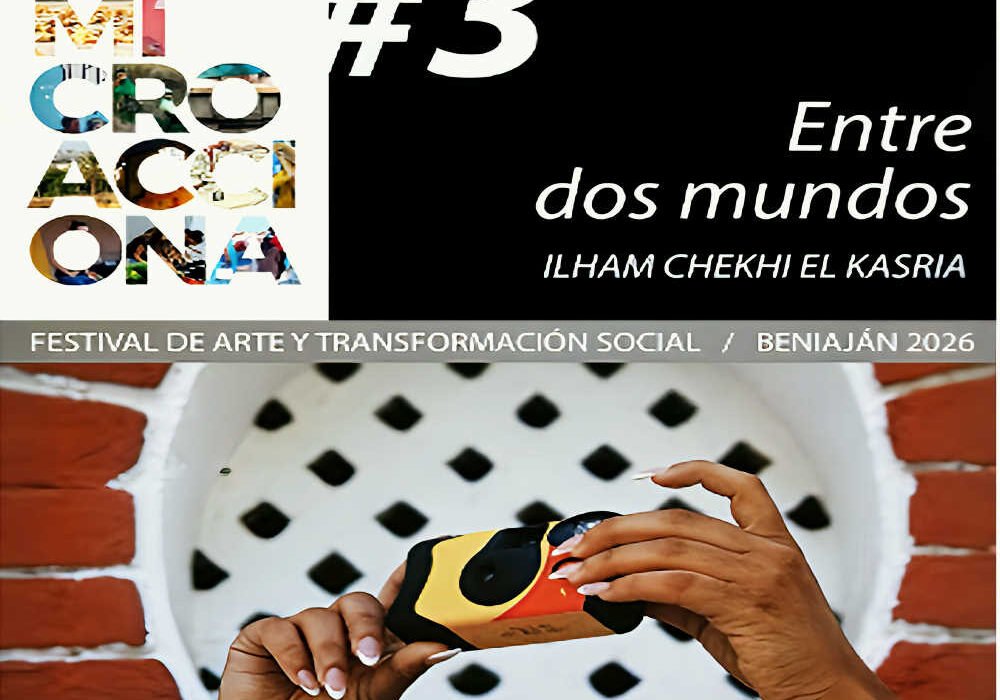 Cartel de Entre dos mundos, proyecto de fotografía e identidad cultural de Microacciona 2026 en Beniaján.